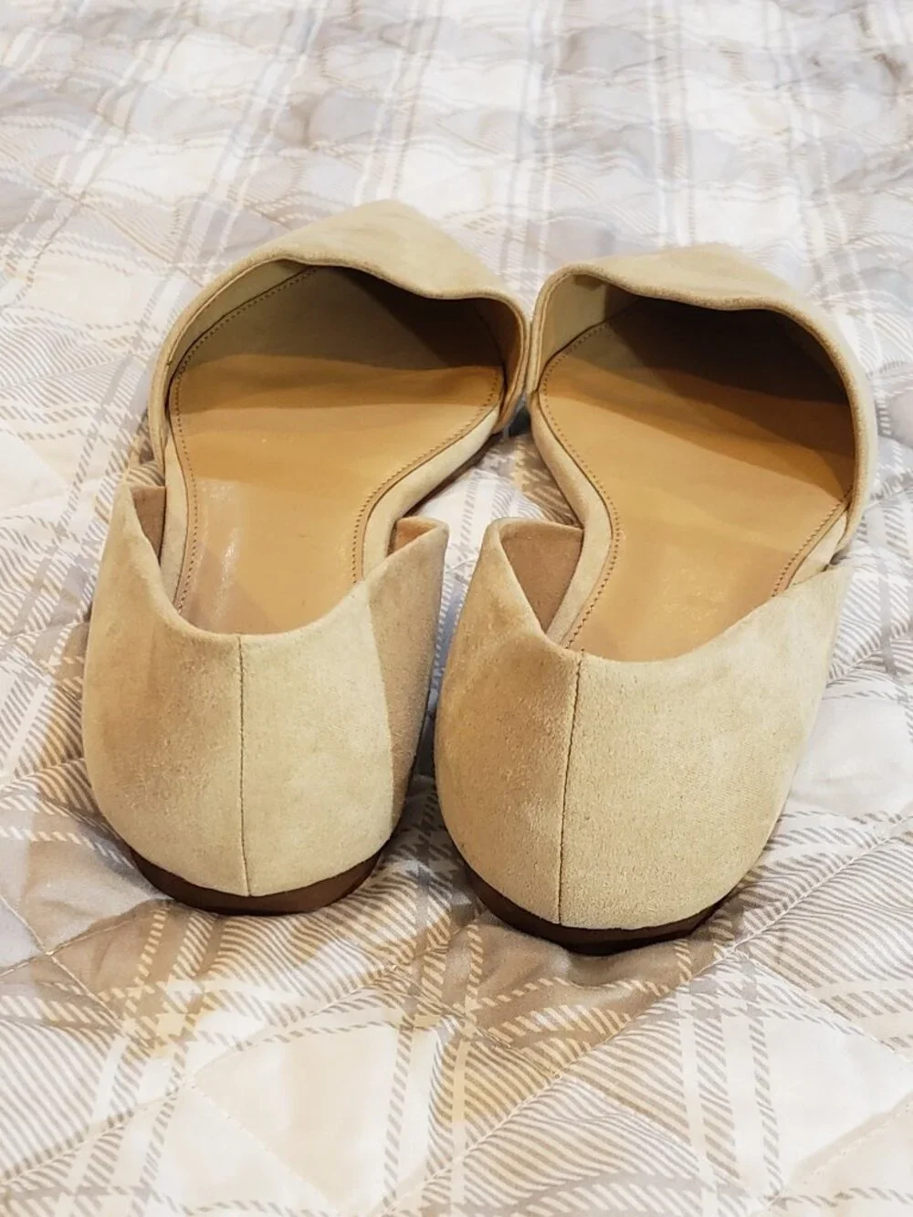 J.Crew Women's Zoe D'Orsay pointed toe flats in tan faux suede Size 10